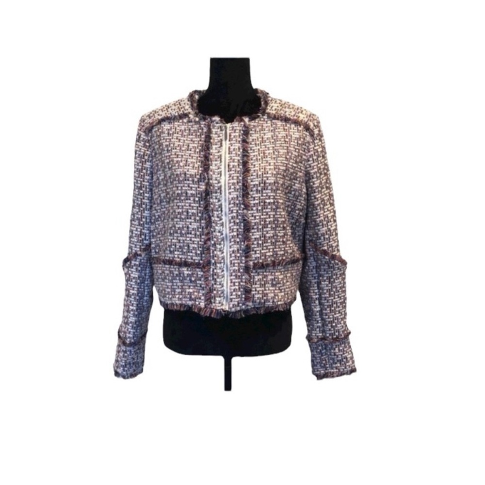 Carolina Belle NWT zipper front tweed textured  casual jacket blazer extra large